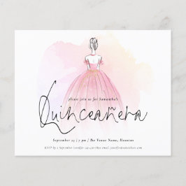 Lámina Invitación Quinceanera Elegante de Vestido de Vidr