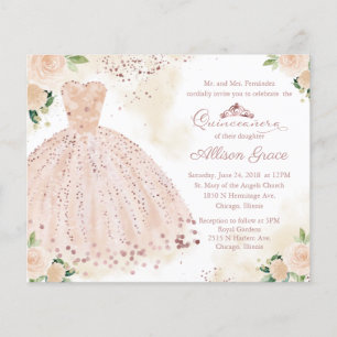 Lámina Invitación Quinceanera Presupuestaria Guata Rosa B
