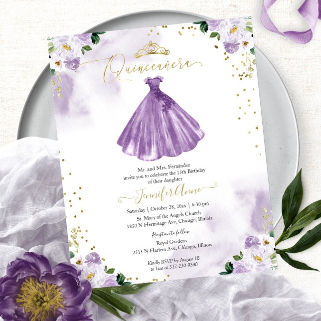 Lámina Invitación Quinceanera Presupuestaria Vestido Mora (Subido por el creador)
