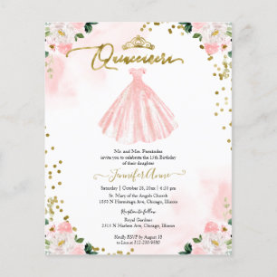 Lámina Invitación Quinceañera Presupuesto Floral Bilingü