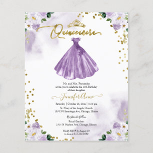 Lámina Invitación Quinceañera Presupuesto Floral Bilingü