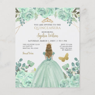 Lámina Invitación Quinceañera Princesa de Oro de la Casa 