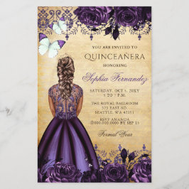 Lámina Invitación Quinceañera Princesa Púrpura Presupuest