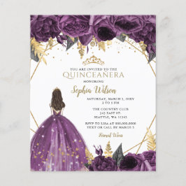 Lámina Invitación Quinceañera Princesa Púrpura Presupuest