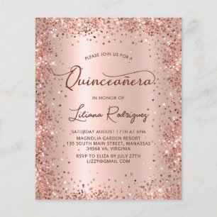 Lámina Invitación Quinceanera Rosa de presupuesto Purpuri