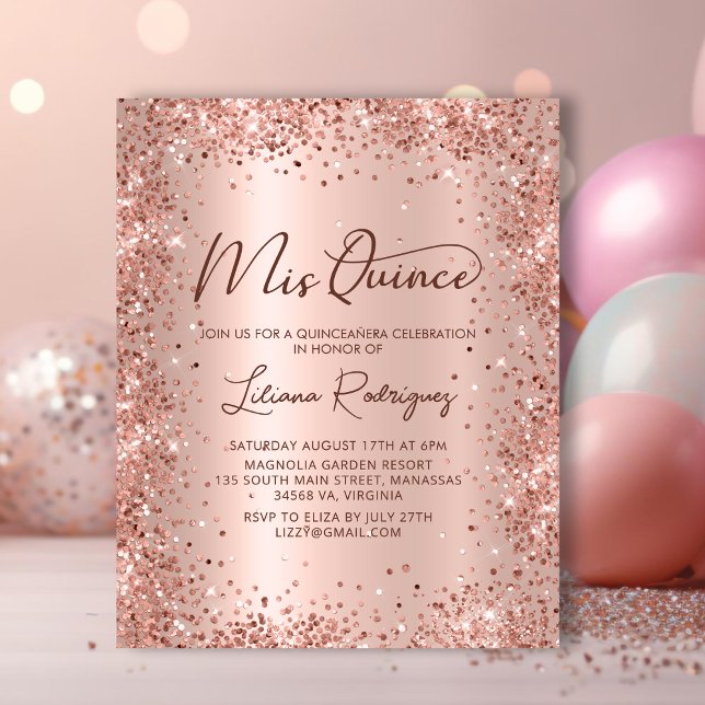 Lámina Invitación Quinceanera Rosa de presupuesto Purpuri (Subido por el creador)