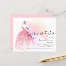 Lámina Invitación Quinceanera rosa de Vestido de Vidrio P