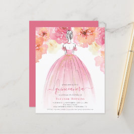 Lámina Invitación Quinceanera rosa para florales de presu