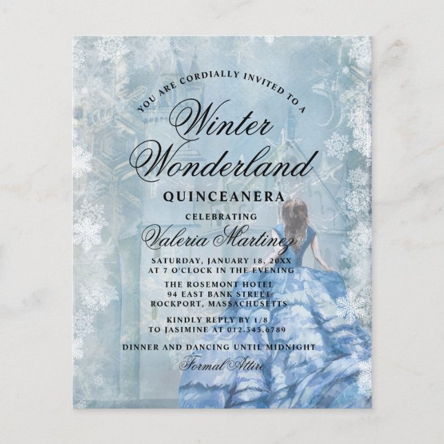 Lámina Invitación Quinceanera Winter Wonderland (Anverso)