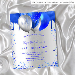 Lámina Invitación real de plata azul para cumpleaños de p