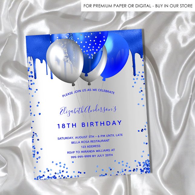 Lámina Invitación real de plata azul para cumpleaños de p (Subido por el creador)