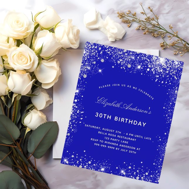 Lámina Invitación real de plata azul para cumpleaños de p (Subido por el creador)