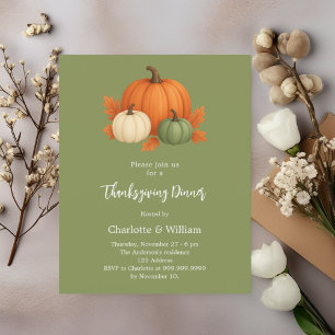 Lámina Invitación retro a la calabaza de calabaza verde d