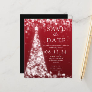 Lámina Invitación Roja Árbol de Navidad Plateado para Gua
