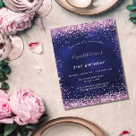 Lámina Invitación rosa azul marino de cumpleaños<br><div class="desc">Una invitación moderna,  elegante y glamurosa para una fiesta de cumpleaños número 21 (o cualquier edad). Un fondo azul marino,  decorado con confeti rosa. El color azul es desigual. Personalice y agregue su nombre y detalles del fiesta.</div>