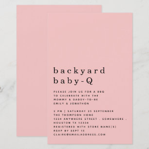 Lámina Invitación rosa de la ducha de barbacoa del patio