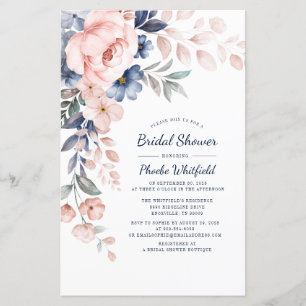 Lámina Invitación rosa de la ducha de novia floral modern
