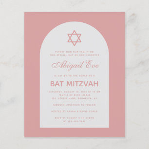 Lámina Invitación rosa del presupuesto del Rosa Bat Mitzv