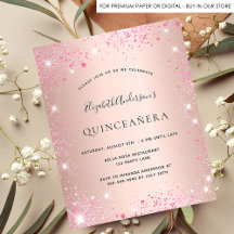 Invitación rosa oro quinceañera presupuesto