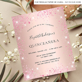 Lámina Invitación rosa oro quinceañera presupuesto