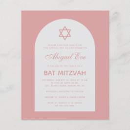 Lámina Invitación rosa polvoriento Bat Mitzvah arco presu
