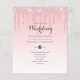 Lámina Invitación rosada de Purpurina Boda de presupuesto