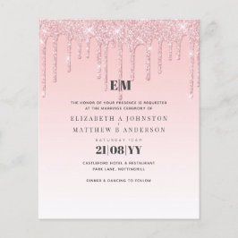 Lámina Invitación rosada de Purpurina Boda de presupuesto