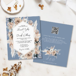 Lámina Invitación RSVP de código QR Boda de Boho Azul agi