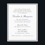 Lámina Invitación RSVP de la boda de borde de script form<br><div class="desc">Presupuesto Clásico Tradicional Script Elegante Invitación a matrimonio con borde negro estrecho y detalles RSVP en línea</div>