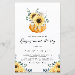 Lámina Invitación Rustic Pumpkin and Sunflower Engagement