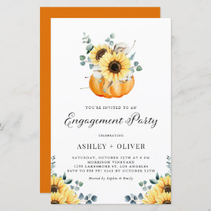 Lámina Invitación Rustic Pumpkin and Sunflower Engagement