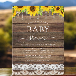 Lámina Invitación Rustic Sunflower de Baby Shower de pres
