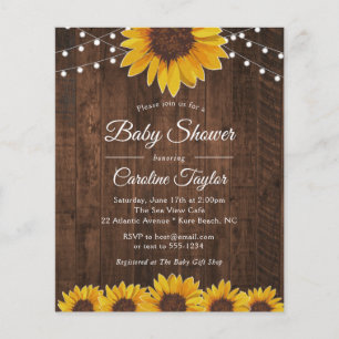 Lámina Invitación Rustic Sunflowers & Lights Baby Shower