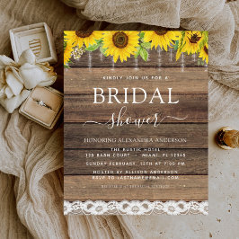 Lámina Invitación rústica del girasol de la ducha de novi