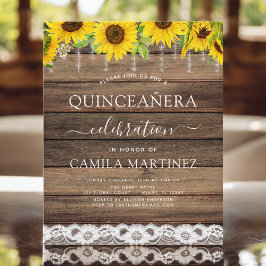 Lámina Invitación rústica del girasol Quinceanera de pres