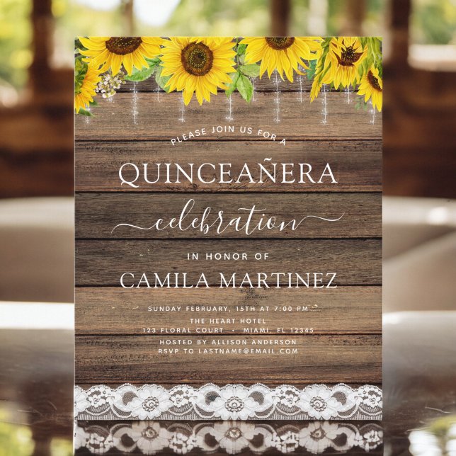 Lámina Invitación rústica del girasol Quinceanera de pres (Subido por el creador)