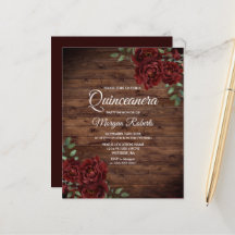 Invitación rústica rojiza roja quinceanera para pr