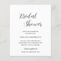 Invitación simple a ducha de novia con presupuesto