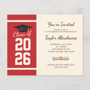 Lámina Invitación simple a la fiesta de graduación roja 2