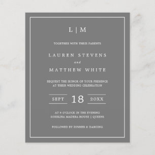 Lámina Invitación simple a matrimonio presupuestal en mon