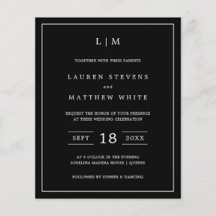 Lámina Invitación simple a matrimonio simple con un monog
