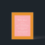 Lámina Invitación simple de ducha de Naranja rosa simple<br><div class="desc">Personalizado de presupuesto Invitación a ducha de novia simple geométrica rosa y Naranja</div>