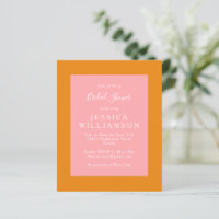 Invitación simple de ducha de Naranja rosa simple