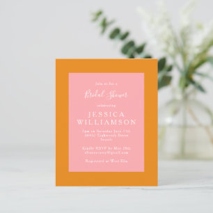 Lámina Invitación simple de ducha de Naranja rosa simple
