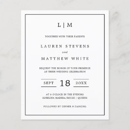Lámina Invitación simple de matrimonio presupuestal en bl