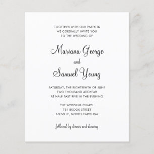 Lámina Invitación simple de matrimonio presupuestal en bl
