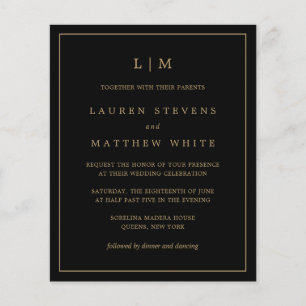 Lámina Invitación simple de matrimonio presupuestal en ne