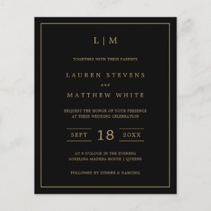 Lámina Invitación simple de matrimonio presupuestal en ne