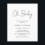 Lámina Invitación simple y moderna a Baby Shower con pres<br><div class="desc">Moderna invitación a bañarse en una ducha de bajo costo en blanco y negro con un diseño sencillo con "Oh Baby" en una tipografía de estilo rústico. Esta elegante invitación neutra de género con un diseño minimalista es genial si estás teniendo un niño o un chica.</div>