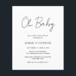 Lámina Invitación simple y moderna a Baby Shower con pres<br><div class="desc">Moderna invitación a bañarse en una ducha de bajo costo en blanco y negro con un diseño sencillo con "Oh Baby" en una tipografía de estilo rústico. Esta elegante invitación neutra de género con un diseño minimalista es genial si estás teniendo un niño o un chica.</div>